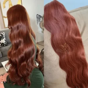 Cabelo Aplique Mega Hair Organico Ondulado Fibra Russa Ruivo Laranjinha #1